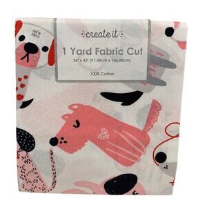 1 YD New Create It 36" X 42" Valentine Bow Wow Puppy Dog Quilting Cotton Fabric